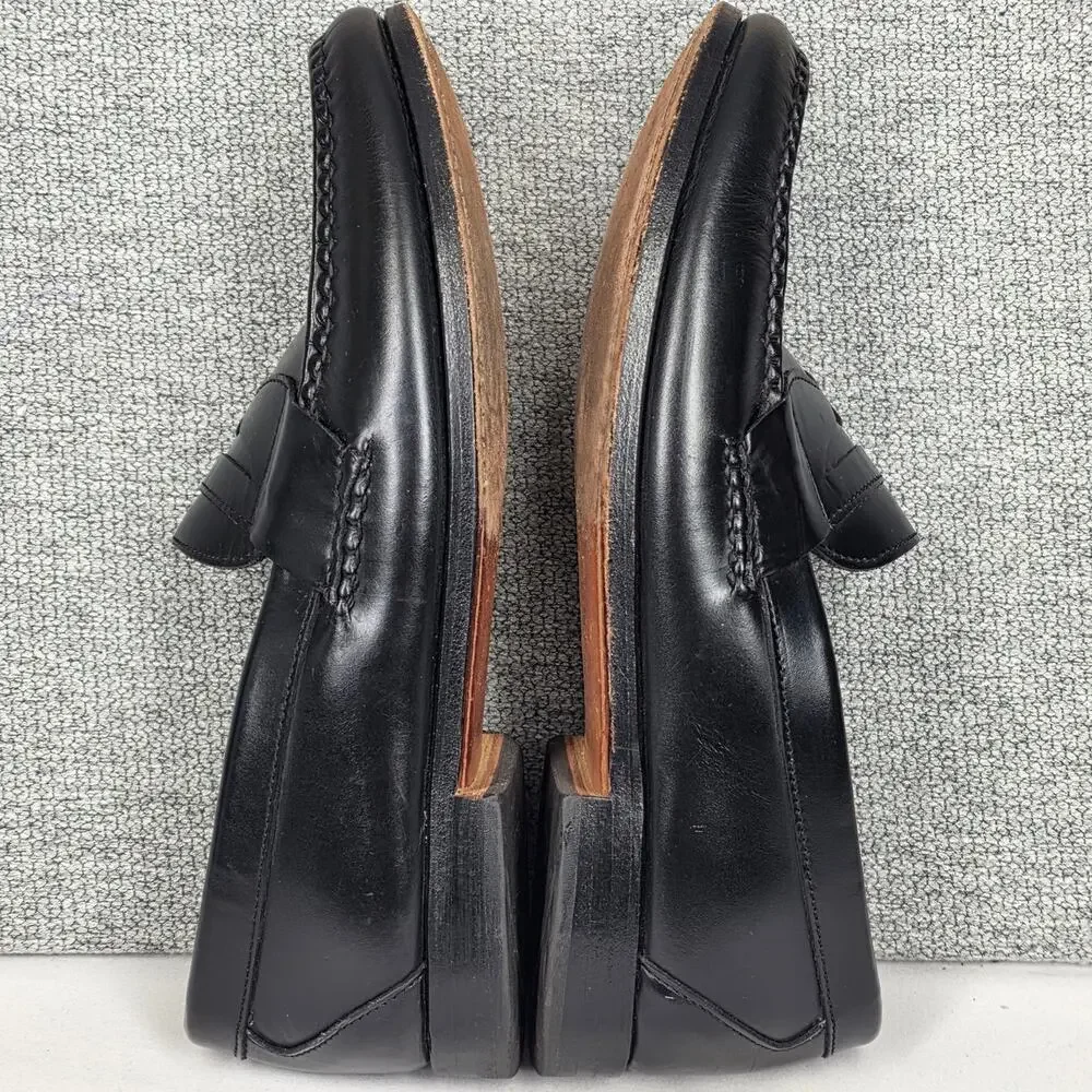 ALLEN EDMONDS WALDEN MOC-TOE BLACK LEATHER PENNY LOAFERS – MEN'S SIZE 8.5D